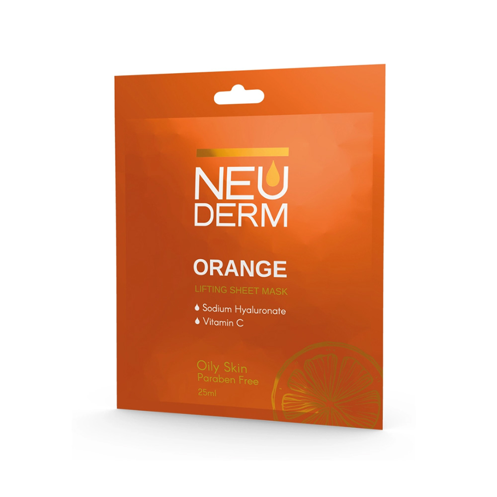 تصویر ماسک صورت ورقه ای نئودرم مدل پرتقال