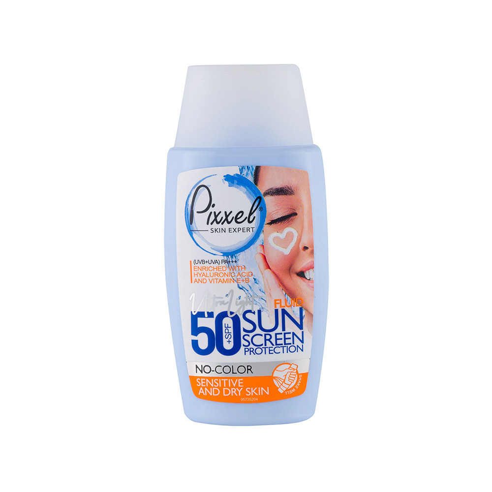 تصویر کرم ضد آفتاب بی رنگ Spf50 پیکسل مناسب پوست خشک و حساس