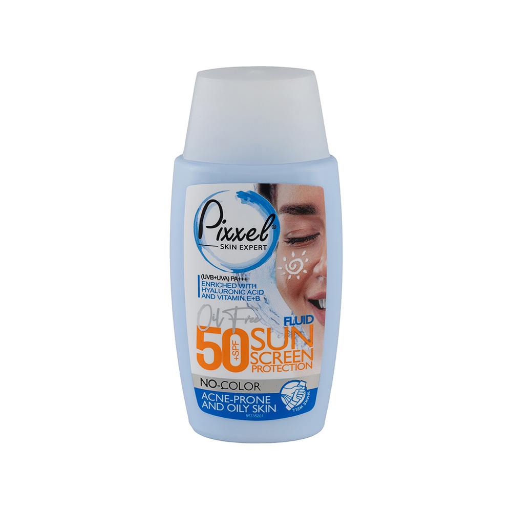 تصویر کرم ضد آفتاب بی رنگ Spf50 پیکسل مناسب پوست چرب و جوش دار