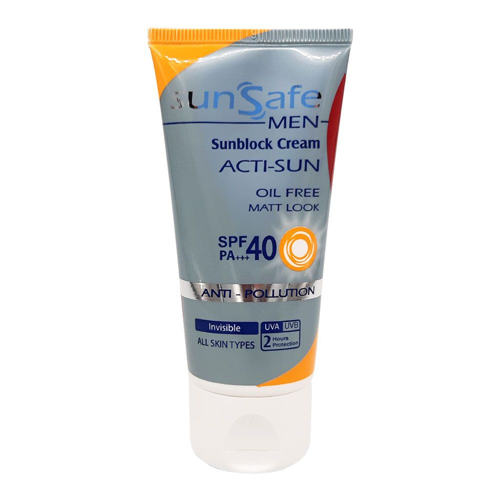 تصویر کرم ضد آفتاب بی رنگ آقایان SPF40 سان سیف 50 میل
