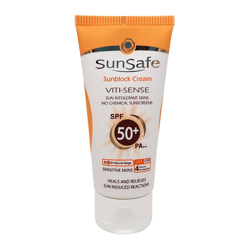 کرم ضد آفتاب فاقد جاذب های شیمیایی سان سیف sunsafe