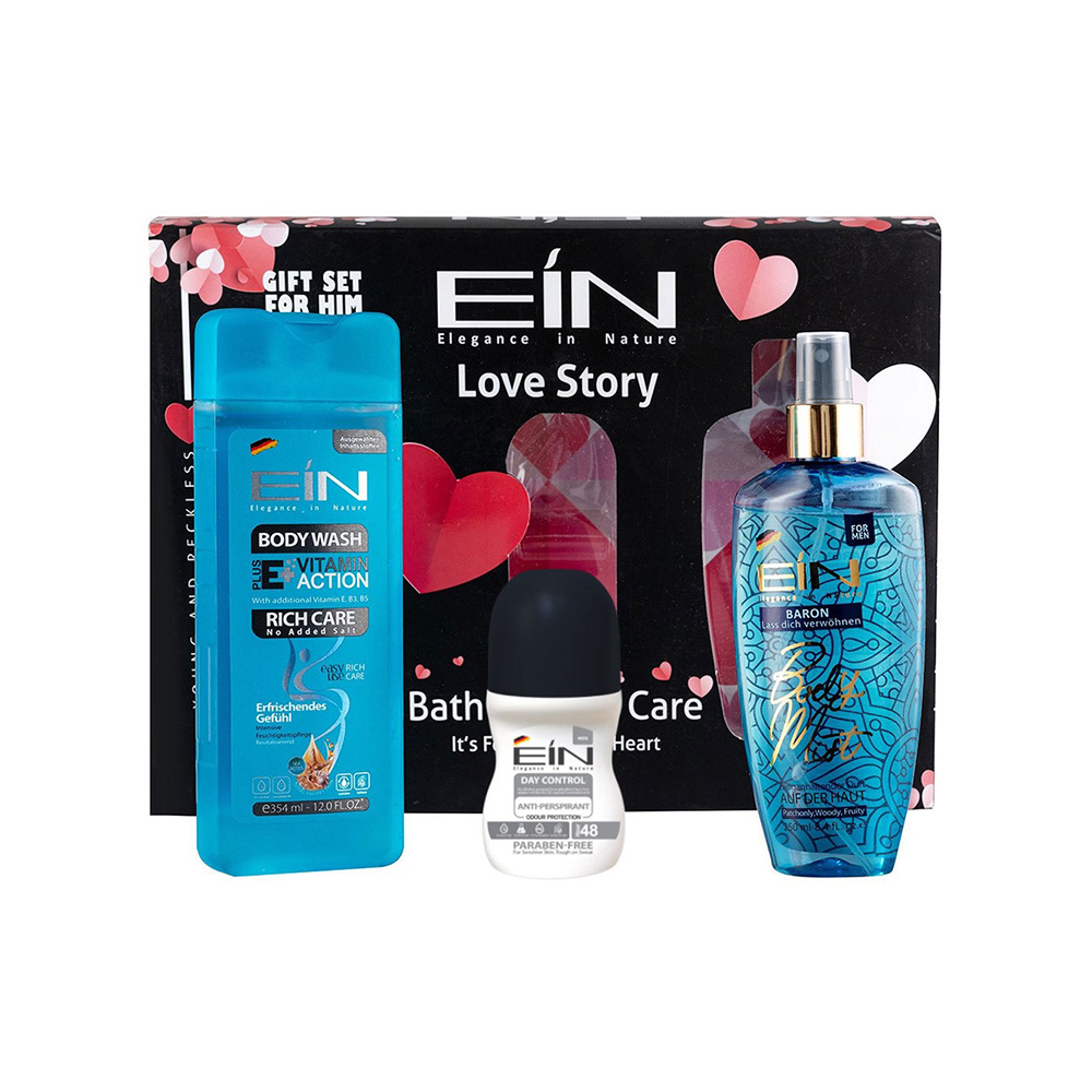 تصویر ست هدیه آرایشی بهداشتی آقایان ای آی ان مدل Love Story