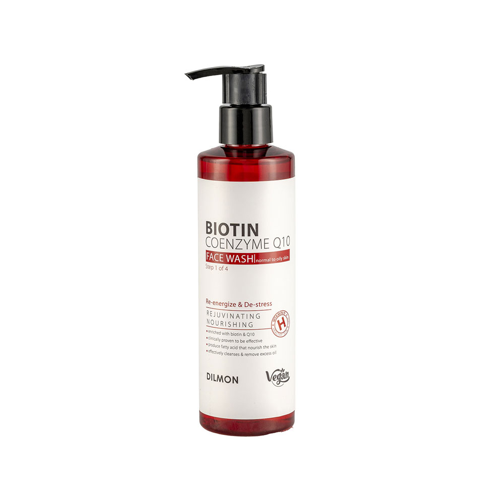 Dilmon Biotin And Coenzyme Q10 Face Wash 250 ml ژل شستشوی صورت دیلمون حاوی بیوتین و کیوتن حجم 250 میل