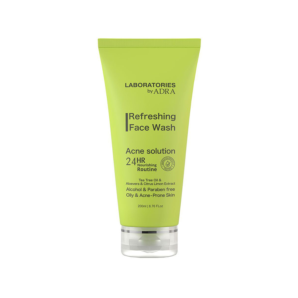 تصویر ژل شستشوی صورت لابراتوریز  آدرا مناسب پوست چرب و آکنه دار