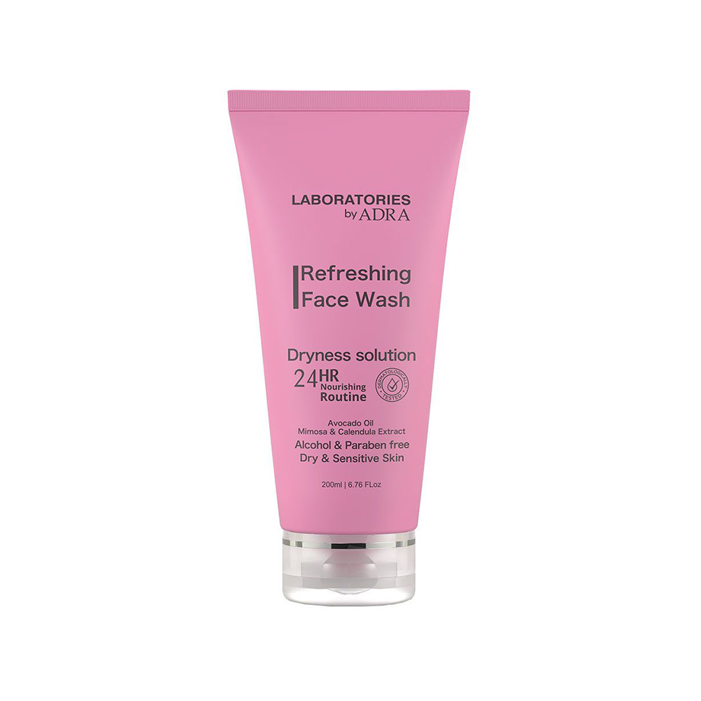 Adra Laboratories Refreshing Face Wash For Dry & Sensitive Skin تصویر ژل شستشوی صورت لابراتوریز آدرا مناسب پوست خشک و حساس