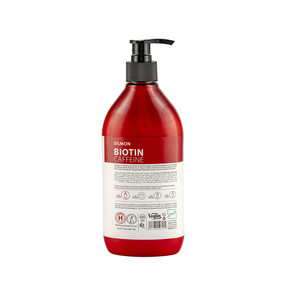 Dilmon Biotin Caffeine Shampoo Anti Hairfall 385 ml شامپو ضد ریزش مو دیلمون حاوی بیوتین و کافئین حجم 385 میل