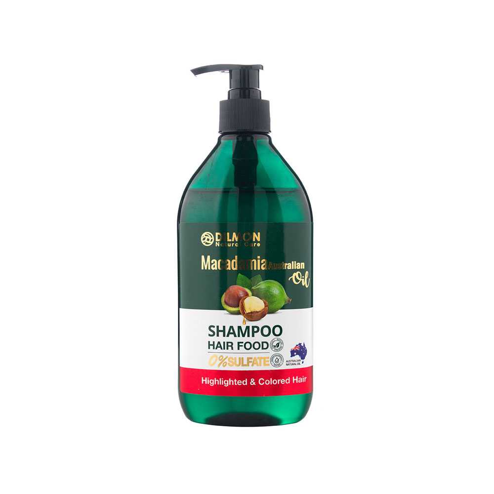 Dilmon Macadamia Sulfate Free Shampoo For Colored Hair 385 ml شامپو فاقد سولفات دیلمون حاوی روغن ماکادمیا مناسب موهای رنگ و هایلایت شده حجم 385 میل