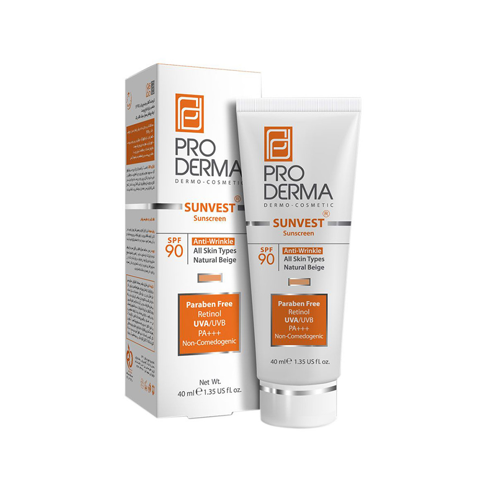 کرم ضد آفتاب ضد چروک رنگی SPF90 پرودرما مناسب انواع پوست
