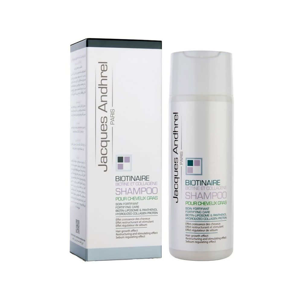 شامپو تقویت کننده بیوتین و کلاژن ژاک آندرل مناسب موی چرب 200میل