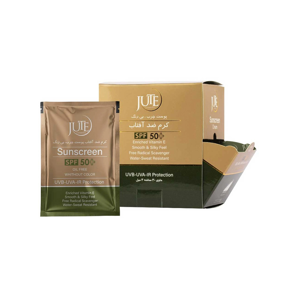 کرم ضد آفتاب بی رنگ SPF50 ساشه ای ژوت مناسب پوست چرب