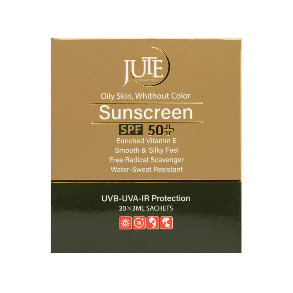کرم ضد آفتاب بی رنگ SPF50 ساشه ای ژوت مناسب پوست چرب