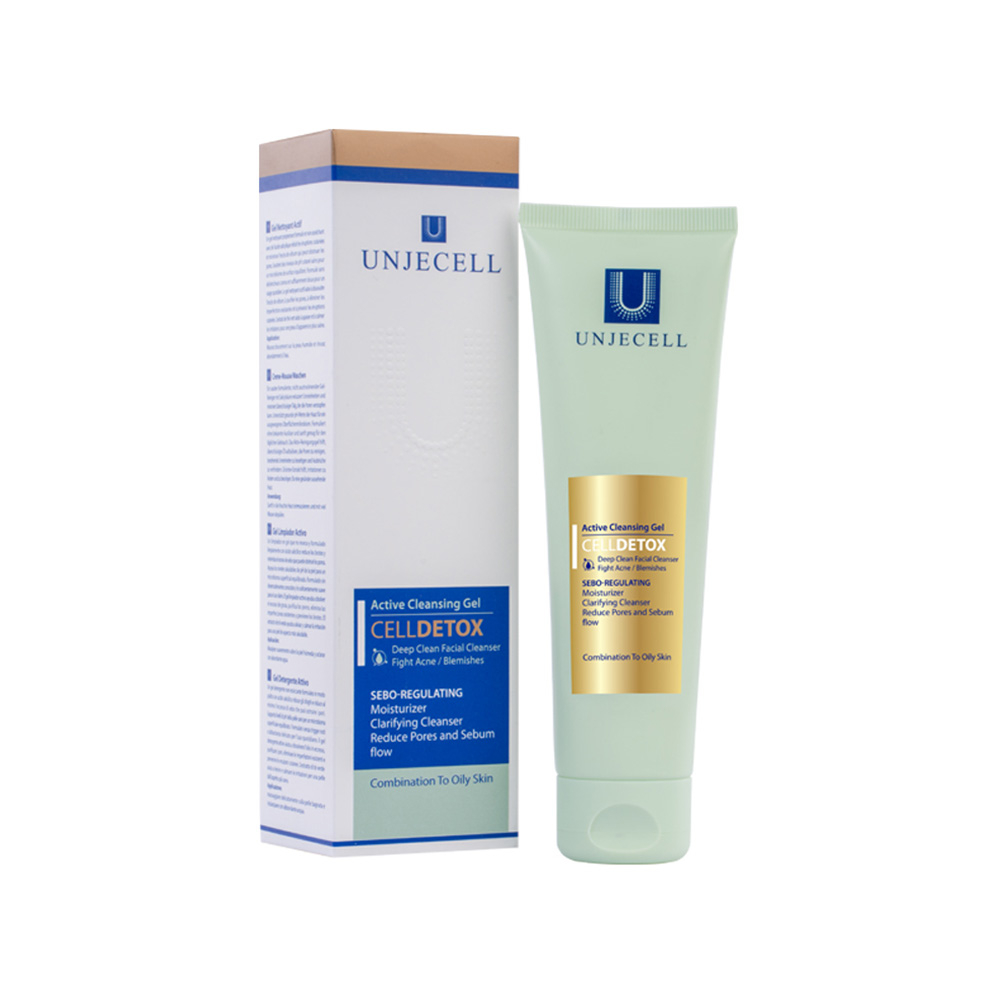 Unjecell Celldetox Active Cleaning Gel ژل شستشوی اکتیو آنژسل مناسب پوست چرب و مختلط