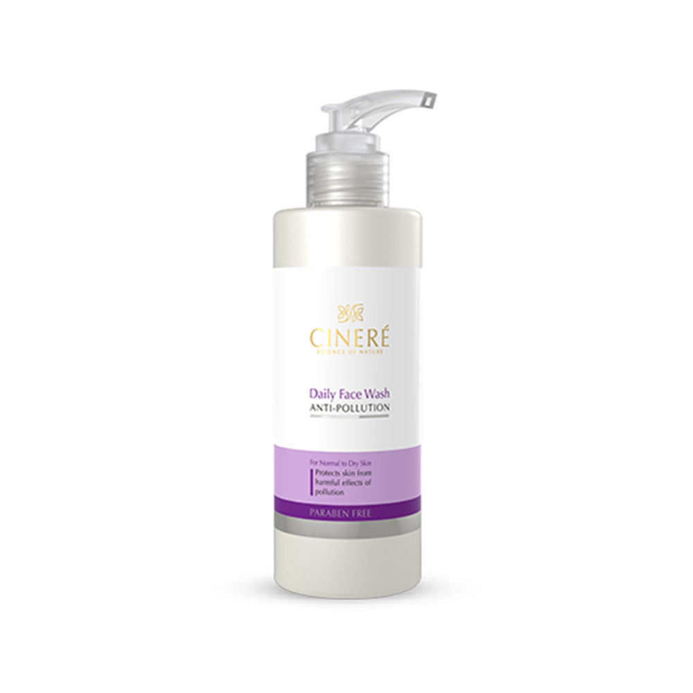Cinere Purifying Daily Face Wash For Normal To Dry Skin ژل شستشوی صورت ضد آلودگی هوا سینره مناسب پوست معمولی تا خشک