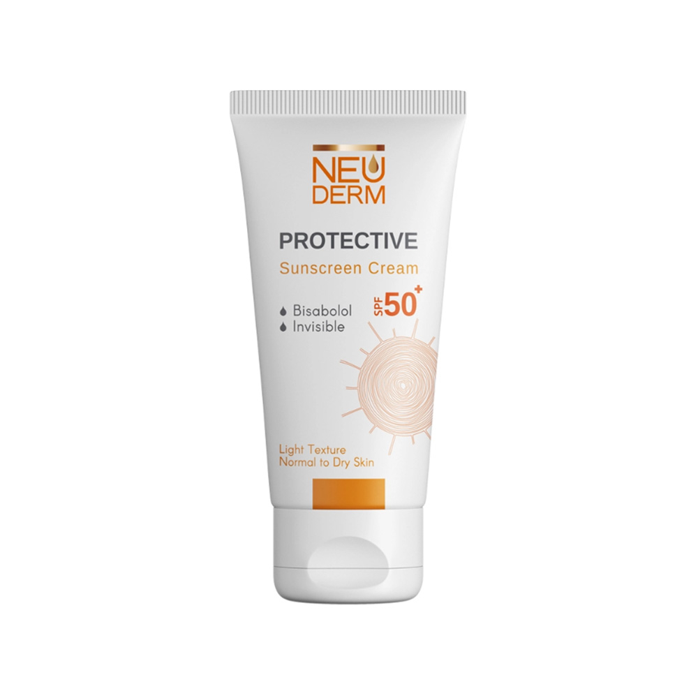 کرم ضد آفتاب بی رنگ SPF50 نئودرم مناسب پوست خشک و نرمال