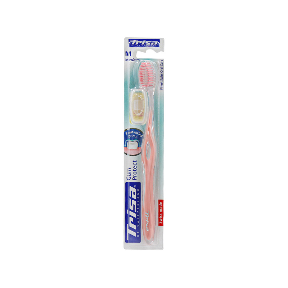Trisa Gum Protect Medium toothbrush مسواک تريزا مدل Gum Protect با برس متوسط و محافظ