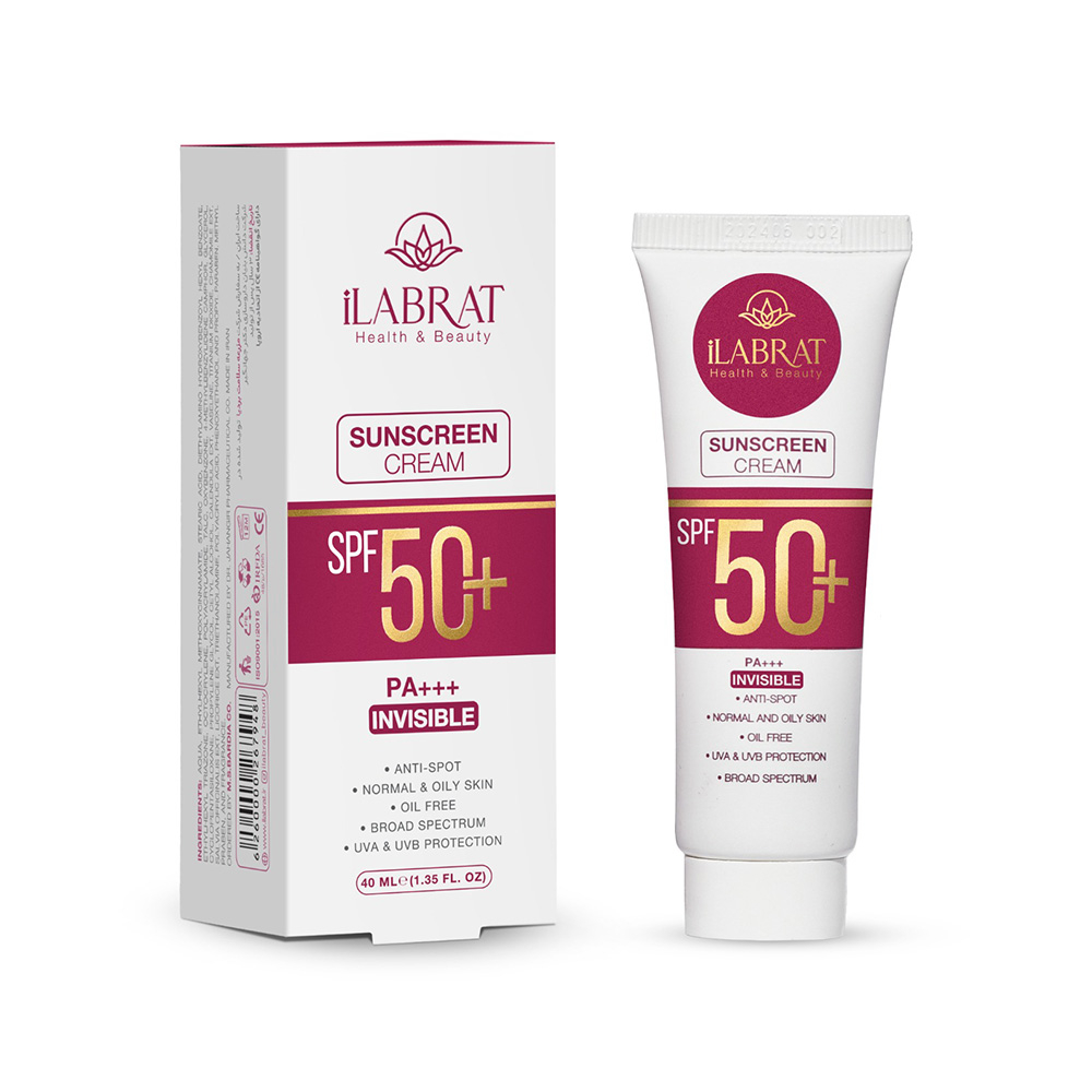 کرم ضد آفتاب و ضد لک بی رنگ فاقد چربی SPF50 ایلابرت مناسب پوست نرمال و چرب