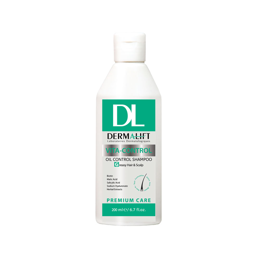 شامپو درمالیفت مدل Vita Control مناسب کف سر  و موی چرب 200 میل