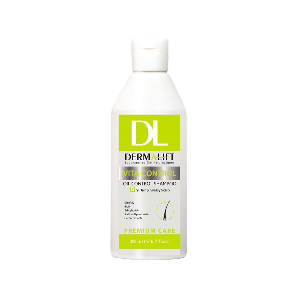 شامپو درمالیفت مدل Vita Control مناسب کف سر چرب و ساقه خشک