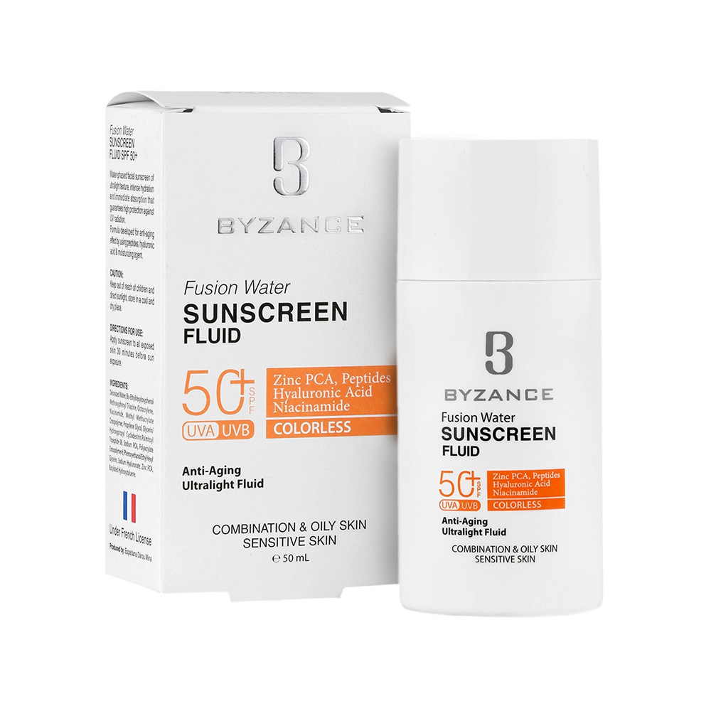 فلوئید ضد آفتاب بیزانس SPF50 مدل Fusion Water حاوی ضد چروک 50 میل