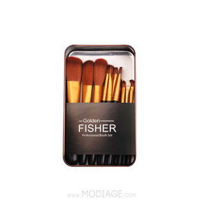 ست براش 12 تکه جعبه فلزی گلدن فیشر Golden Fisher 12 peice Brush