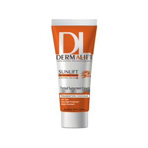 کرم ضد آفتاب رنگی درمالیفت با SPF50 مدل Sunlift مناسب پوست چرب بژ طبیعی