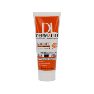 کرم ضد آفتاب رنگی درمالیفت با SPF50 مدل Sunlift مناسب پوست چرب بژ طبیعی