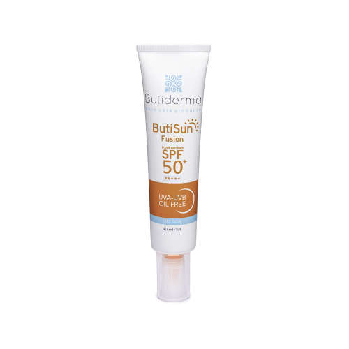 تصویر ضدآفتاب بی رنگ SPF50 بیوتی درما مدل فیوژن مناسب پوست چرب و مستعد آکنه