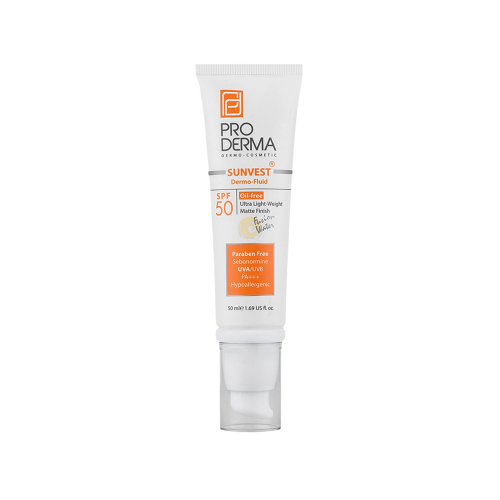 فلوئید ضد آفتاب فاقد چربی SPF50 پرودرما مناسب پوست چرب