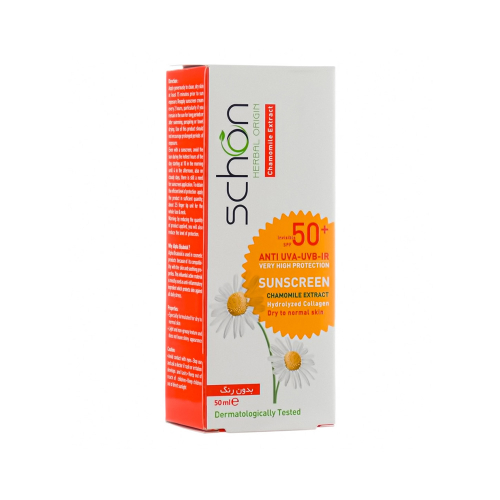 کرم ضد آفتاب بی رنگ SPF50 شون مناسب پوست خشک و معمولی