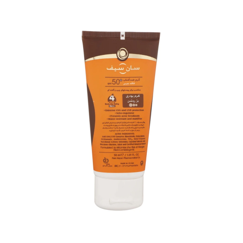 کرم ضد آفتاب فاقد چربی رنگی SPF50 سان سیف