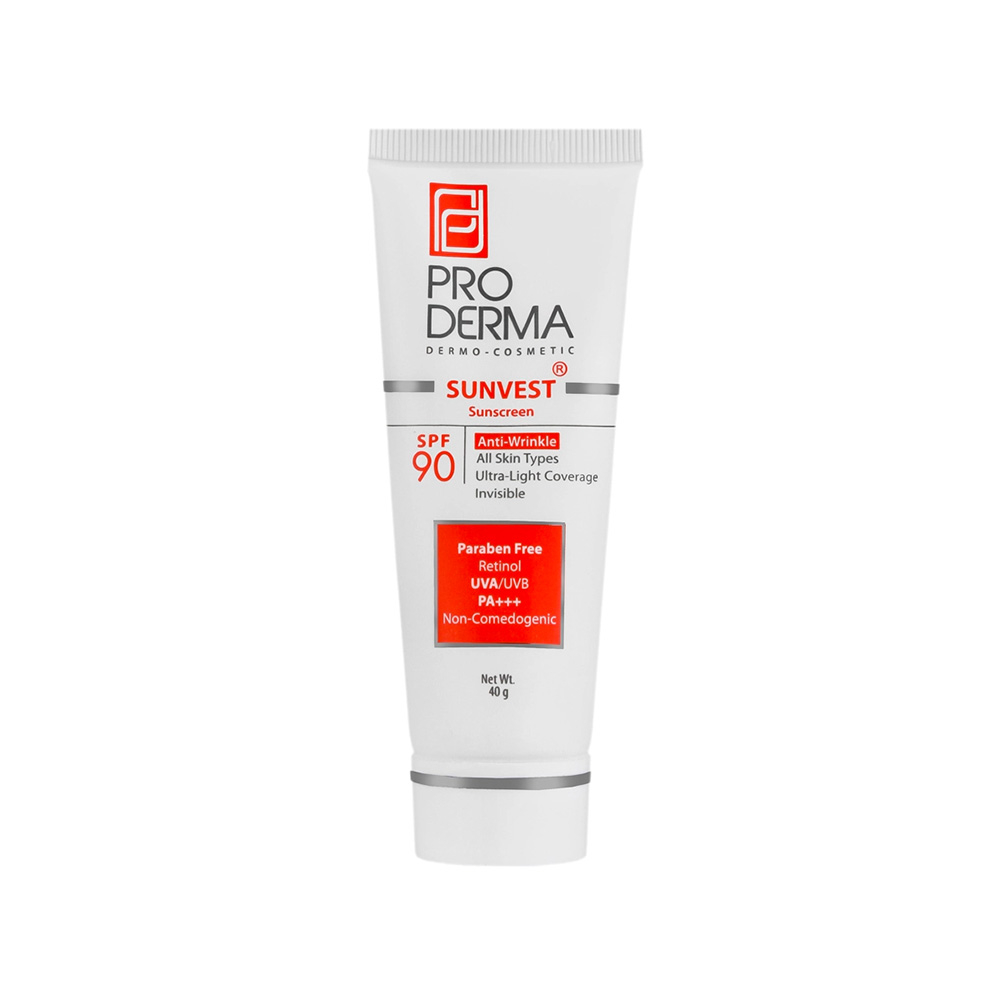 کرم ضد آفتاب و ضد چروک بی رنگ SPF90 پرودرما مناسب انواع پوست