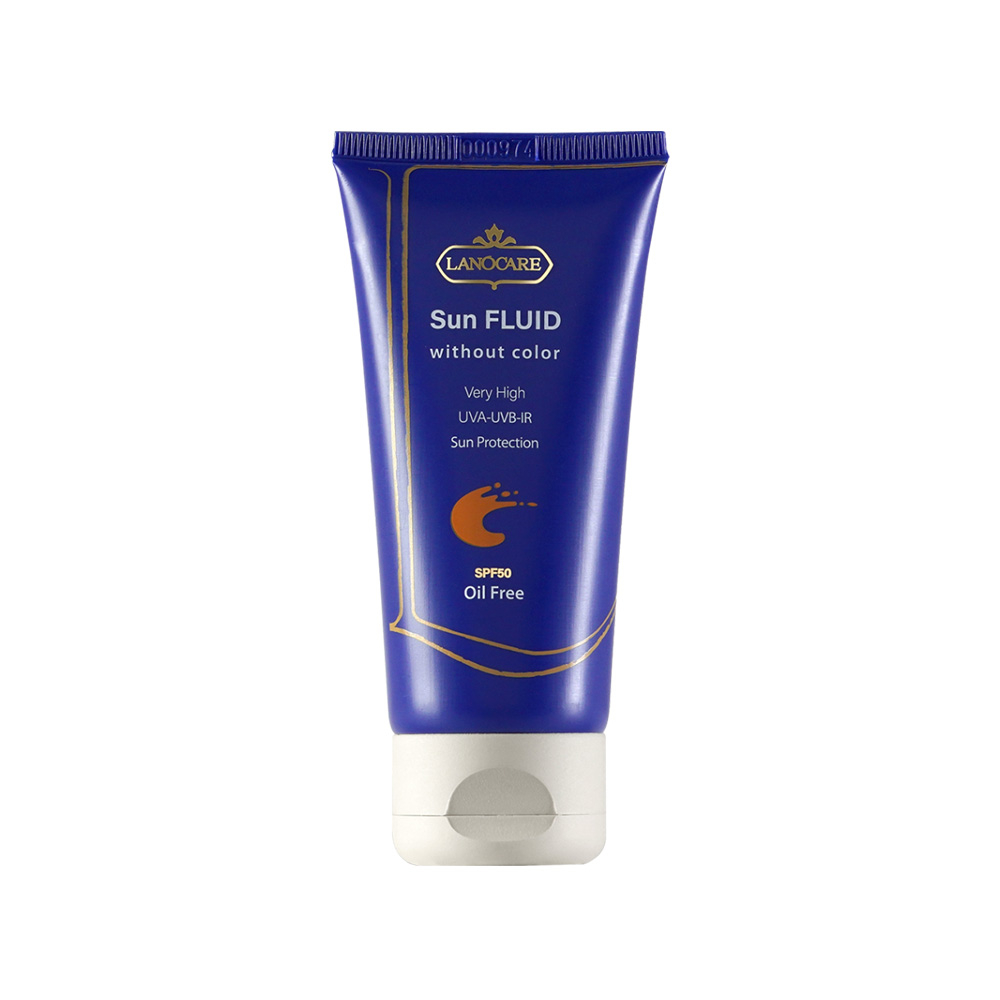 فلوئید ضد آفتاب بی رنگ SPF50 لانوکر مناسب انواع پوست