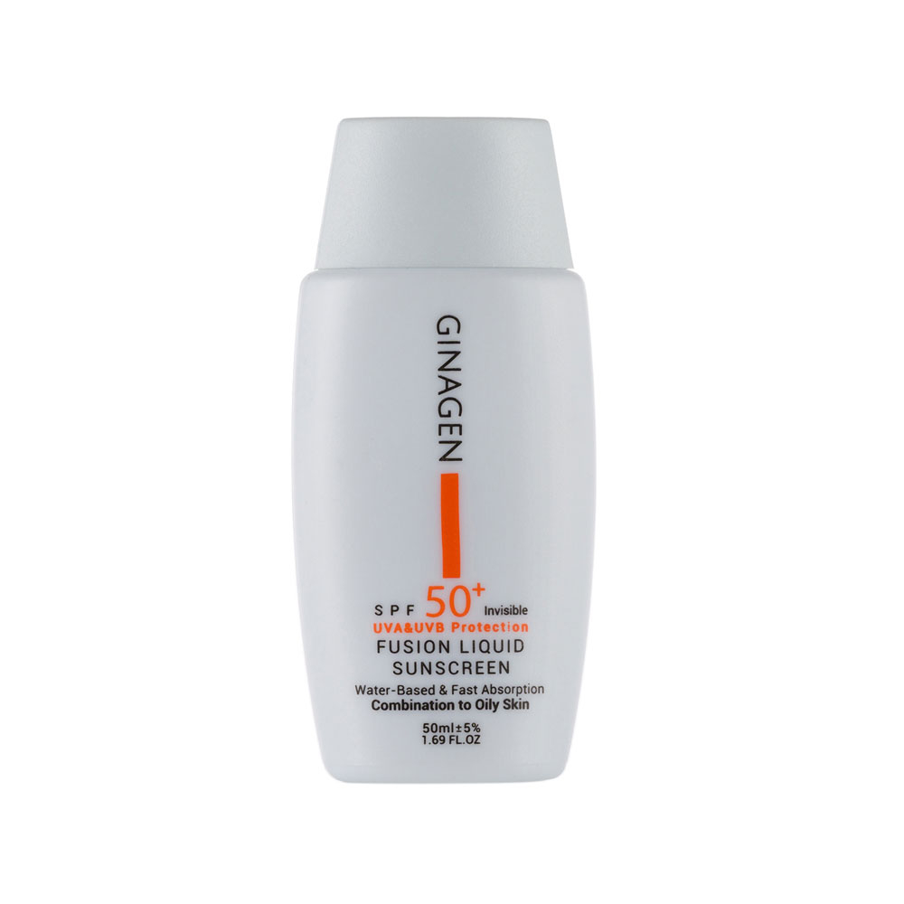ضد آفتاب فیوژن واتر بی رنگ SPF50 ژیناژن مناسب پوست چرب و مختلط 50میل