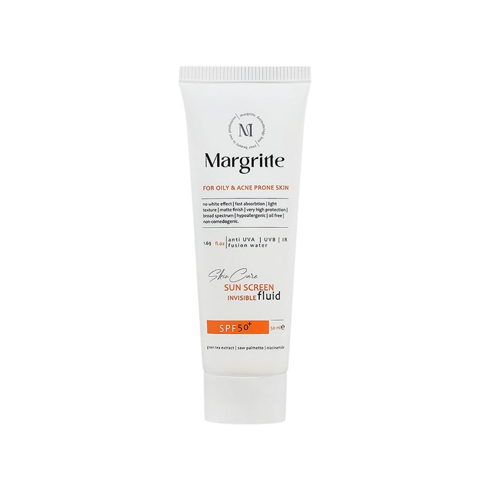 فلوئید ضد آفتاب بی رنگ SPF50 مارگریت مناسب پوست چرب و مستعد آکنه 50میل