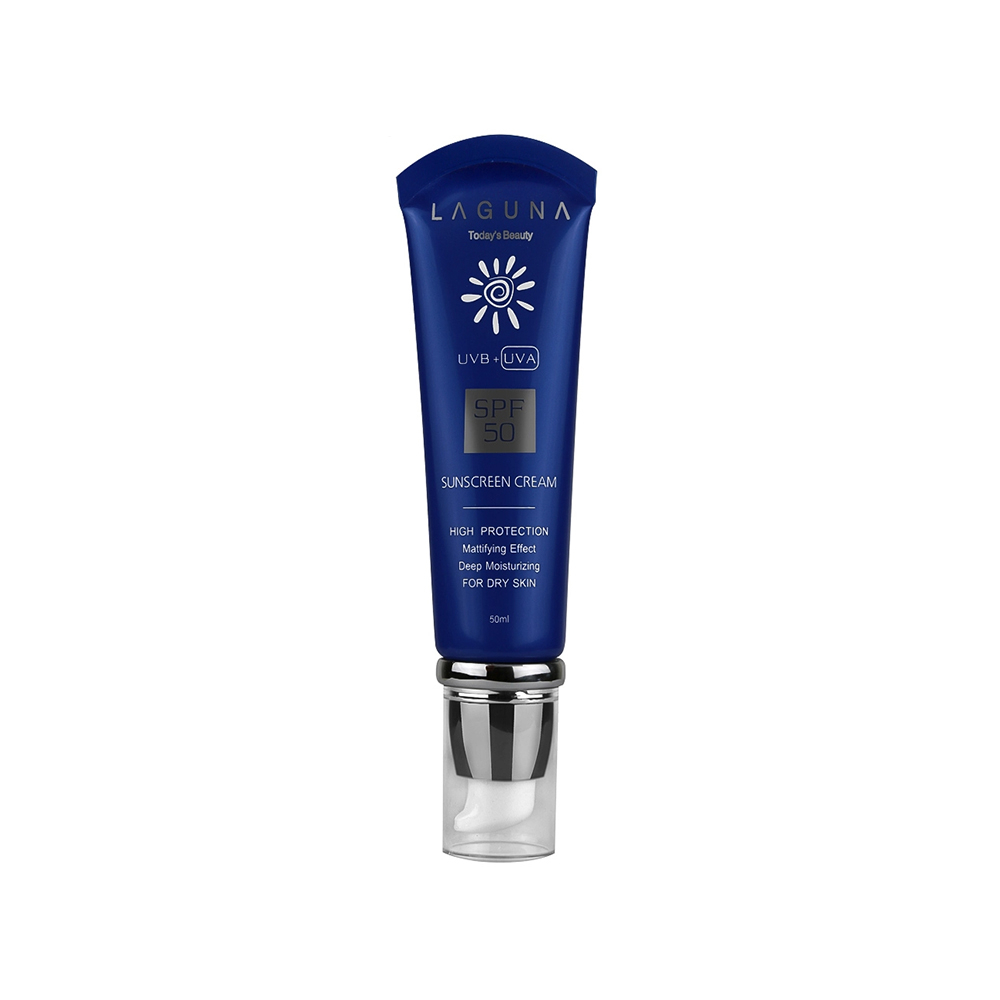 ضد آفتاب بی رنگ spf50 لاگونا مناسب  پوست نرمال تا خشک 50میل
