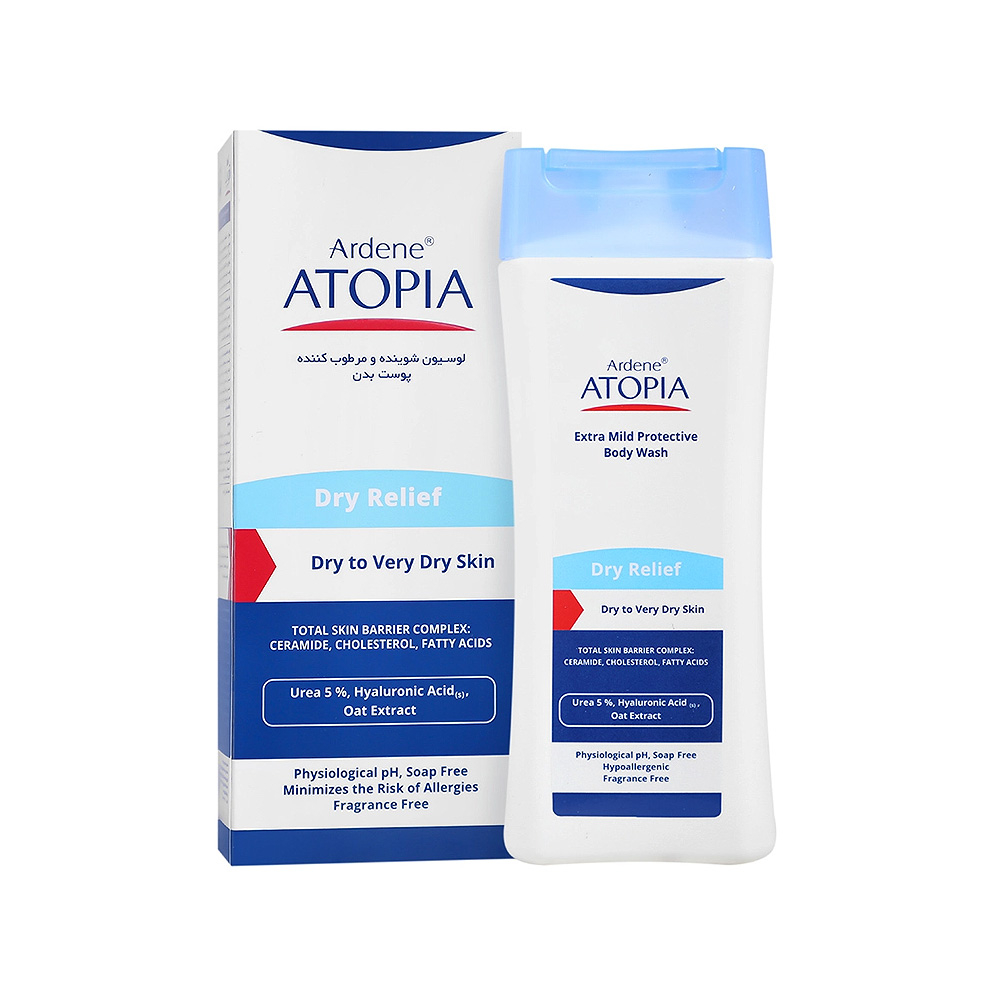 لوسیون شوینده بدن اوره 5% آردن اتوپیا مدل Dry Relief مناسب پوست خشک