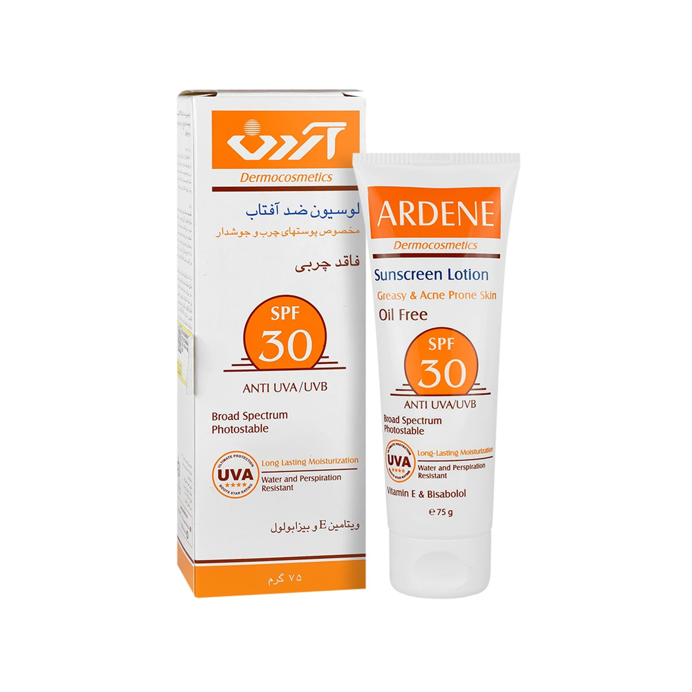 لوسیون ضد آفتاب SPF30 آردن مناسب پوست چرب و مستعد جوش