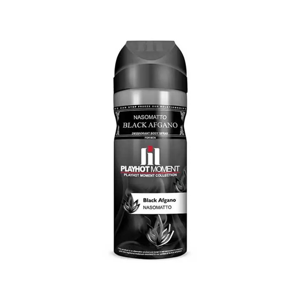 اسپری دئودورانت مردانه پلی هات مومنت مدل Nasomatto Black Afgano