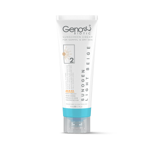 کرم ضد آفتاب رنگی Spf50 ژنوبایوتیک مدل Sunogen مناسب پوست خشک و معمولی50میل