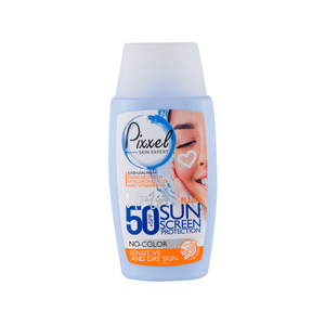 تصویر کرم ضد آفتاب بی رنگ Spf50 پیکسل مناسب پوست خشک و حساس