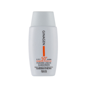 ضد آفتاب فیوژن واتر بی رنگ SPF50 ژیناژن مناسب پوست چرب و مختلط 50میل