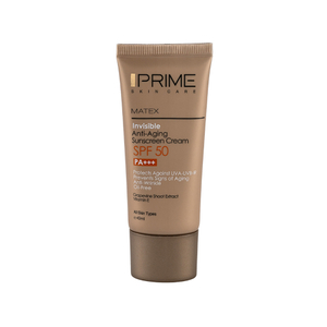 کرم ضد آفتاب بی رنگ جوان کننده SPF50 پرایم مناسب انواع پوست 50میل