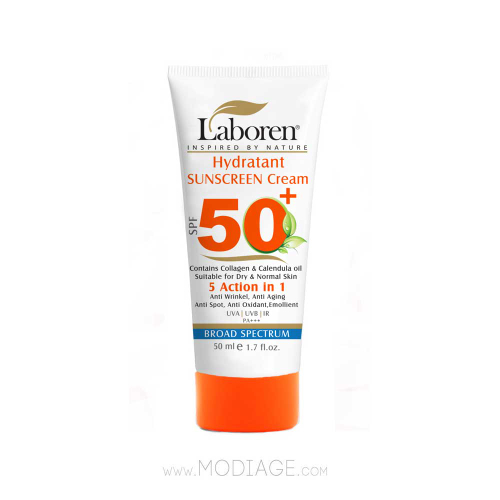 کرم ضد آفتاب 5 کاره بدون رنگ +SPF50 پوست خشک و نرمال لابورن Laboren