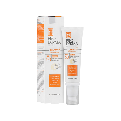 فلوئید ضد آفتاب فاقد چربی SPF50 پرودرما مناسب پوست چرب
