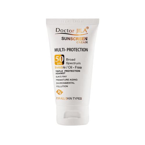 کرم ضدآفتاب مولتی پروتکشن بی رنگ SPF50 دکتر ژیلا