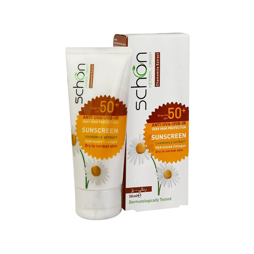 کرم ضد آفتاب رنگ بژ SPF50 شون مناسب پوست خشک و نرمال