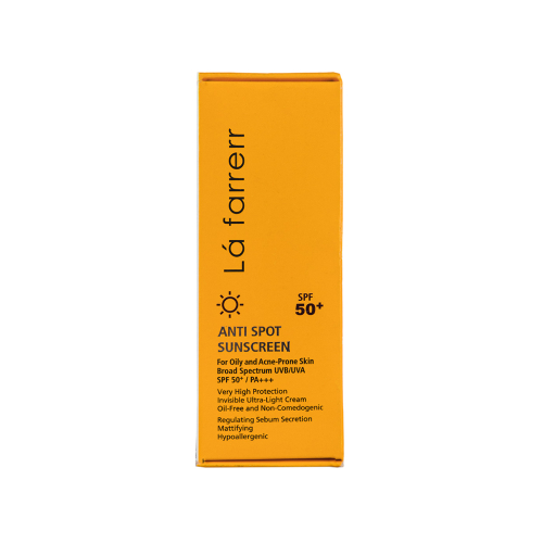 کرم ضد آفتاب و ضد لک بی‌ رنگ SPF50 لافارر مناسب پوست چرب و مستعد آکنه 40میل