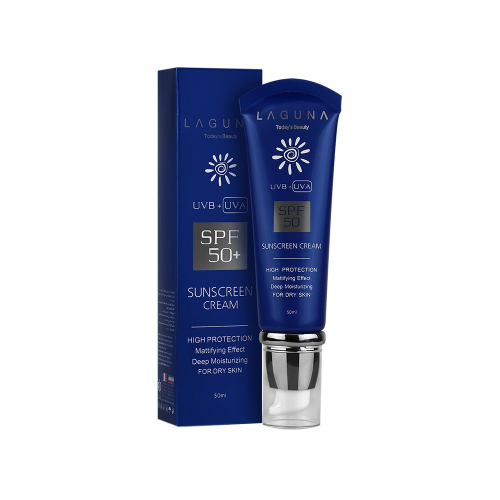 ضد آفتاب بی رنگ spf50 لاگونا مناسب  پوست نرمال تا خشک 50میل