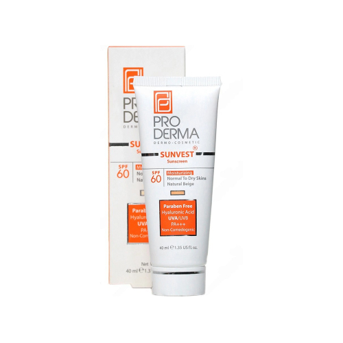 کرم ضد آفتاب و مرطوب کننده رنگی SPF60 پرودرما 40میل